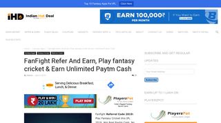 
                            6. FanFight Refer And Earn, Play fantasy cricket, Earn unlimited Paytm ...