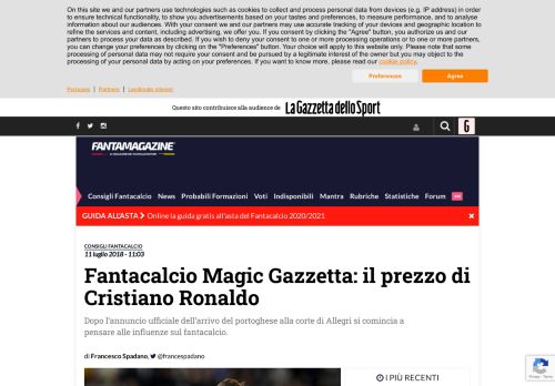 
                            13. Fantacalcio Magic Gazzetta: il prezzo di Cristiano Ronaldo ...