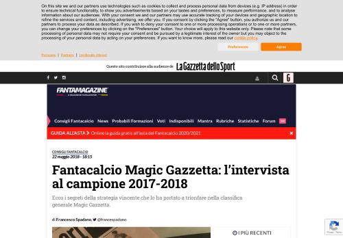 
                            8. Fantacalcio Magic Gazzetta: l'intervista al campione 2017-2018 ...