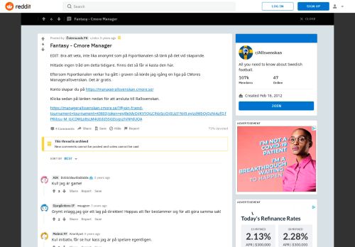 
                            7. Fantasy - Cmore Manager : Allsvenskan - Reddit