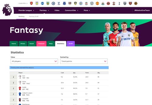 
                            2. Fantasy Football Statistics | Fantasy Premier League