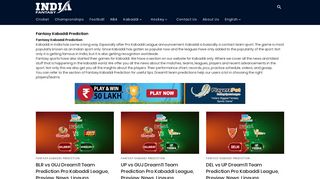 
                            8. Fantasy Kabaddi Prediction | India fantasy