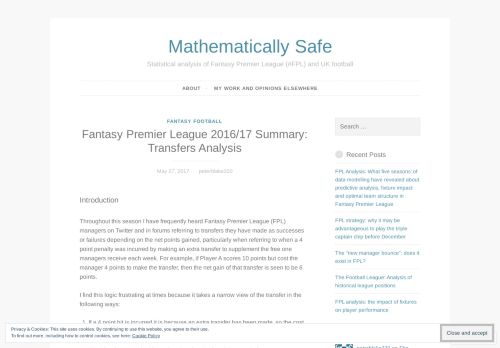 
                            7. Fantasy Premier League 2016/17 Summary: Transfers ...