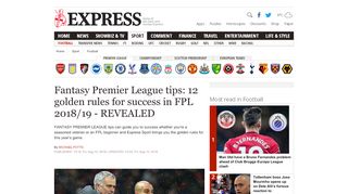 
                            5. Fantasy Premier League tips: 12 golden rules for success ...