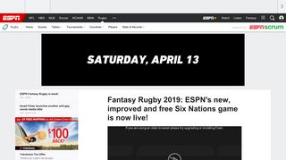 
                            3. Fantasy Rugby 2019 - ESPN's new, improved and free Six Nations ...