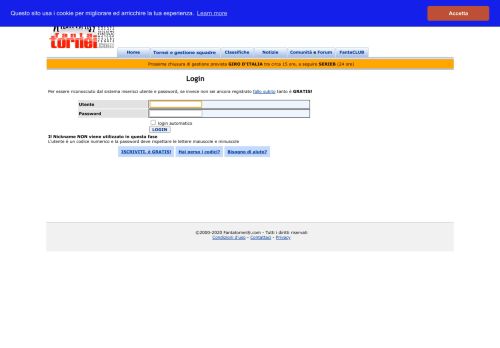 
                            13. Fantatornei.com: Login