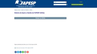 
                            2. FAPESP :: SAGe - Sistema de Apoio a Gestão da FAPESP (SAGe)