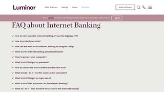 
                            10. FAQ about Internet Banking | Luminor