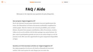 
                            8. FAQ / Aide | Migros Magazine