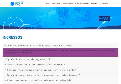 
                            8. FAQ | Campus Party Brasil