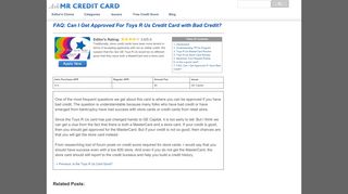 
                            11. FAQ: Can I Get Approved For Toys R Us Credit Card with Bad Credit?