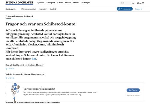 
                            6. FAQ för Schibsted-konto - SvD Kundservice