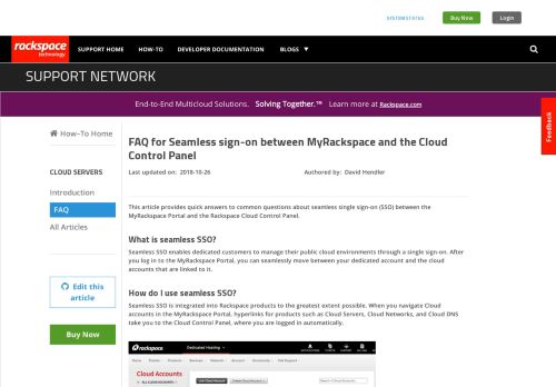 
                            13. FAQ for Seamless sign-on between MyRackspace and the Cloud ...