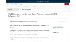 
                            7. [FAQ] How can I use the User Login Feature introdu... - Polycom ...