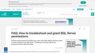
                            11. FAQ: How to troubleshoot and grant SQL Server permissions
