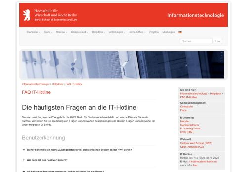 
                            3. FAQ IT-Hotline - Informationstechnologie - HWR Berlin