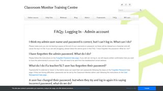 
                            4. FAQ: Logging In - Admin - Classroom Monitor Training Centre