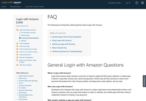 
                            9. FAQ | Login with Amazon - Amazon Developer