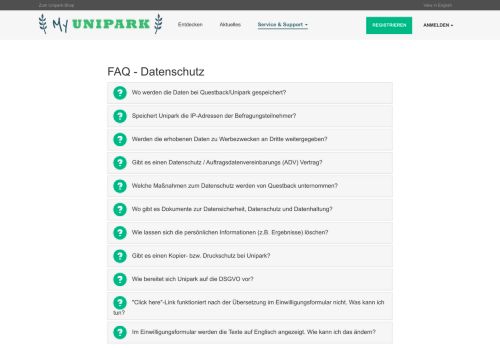 
                            6. FAQ – My Unipark