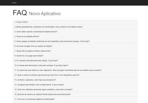 
                            7. FAQ Novo Aplicativo - Revista Digital