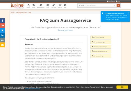 
                            11. FAQ - Online Abfrageservice - JUSLINE Österreich