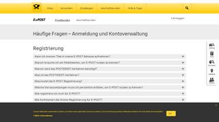 
                            5. FAQ Privatkunden – Anmeldung und Kontoverwaltung | Deutsche Post ...