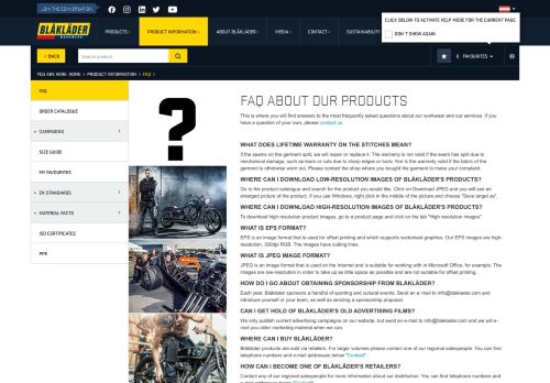 
                            8. FAQ | Product information - Blaklader