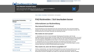 
                            6. FAQ Rückmelden / Sich beurlauben lassen - FernUniversität in Hagen