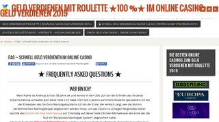 
                            7. FAQ - Schnell Geld verdienen im Online Casino