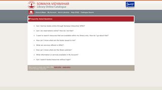 
                            3. FAQ - Somaiya Vidyavihar: Library Online Catalogue