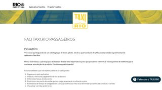 
                            6. FAQ Taxi.Rio Passageiros - Prefeitura do Rio de Janeiro