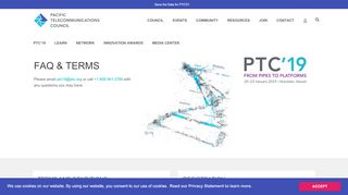 
                            6. FAQ & Terms | PTC'19 | Pacific Telecommunications Council | PTC