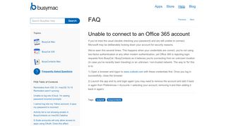 
                            9. FAQ - Unable to connect to an Office 365 account - BusyMac Help