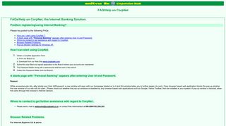 
                            3. FAQ/Help on CorpNet FAQs/Help on CorpNet, the Internet Banking ...