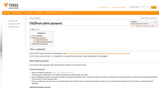 
                            1. FAQ/Reset admin password - TYPO3Wiki - typo3.org