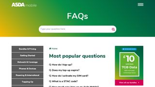
                            7. FAQs - Asda Mobile