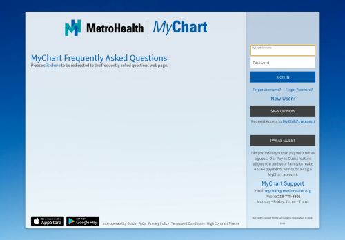 
                            8. FAQs - MyChart - MetroHealth - Cleveland, OH - Login Page