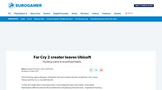 
                            9. Far Cry 2 creator leaves Ubisoft • Eurogamer.net