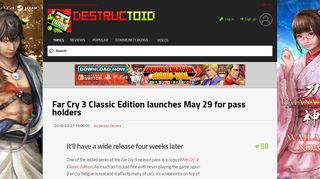 
                            10. Far Cry 3 Classic Edition launches May 29 for pass holders - Destructoid