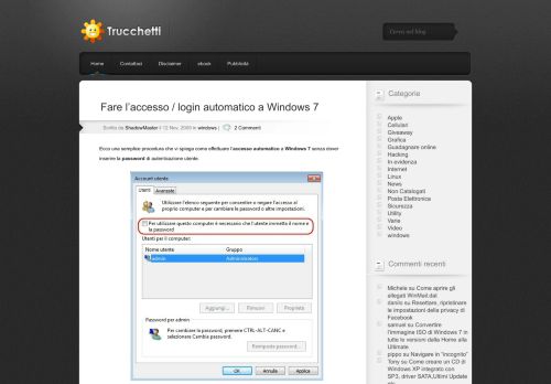 
                            7. Fare l'accesso / login automatico a Windows 7 | Trucchetti.com