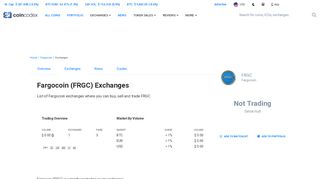 
                            8. Fargocoin (FRGC) Exchanges - Buy, Sell & Trade | CoinCodex