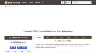 
                            7. Fargocoin (FRGC) Price | $0.00478000 USD | Live Price Charts ...