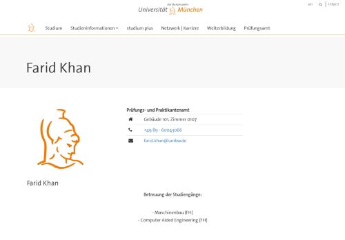 
                            3. Farid Khan — Studium - Universität der Bundeswehr München