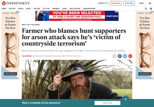 
                            11. Farmer who blames hunt supporters for arson attack says he's 'victim ...