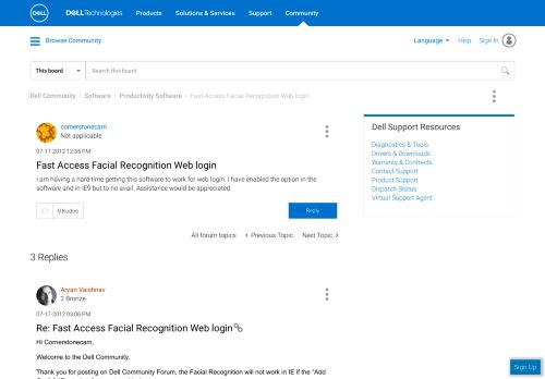 
                            5. Fast Access Facial Recognition Web login - Dell Community