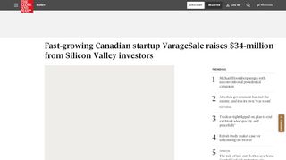 
                            10. Fast-growing Canadian startup VarageSale raises $34-million from ...