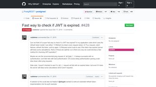 
                            5. Fast way to check if JWT is expired. · Issue #428 · PostgREST ... - GitHub