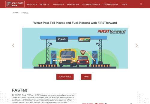 
                            8. FASTag – Electronic Toll Payment, Pay Highway Toll Online @ IDFC ...