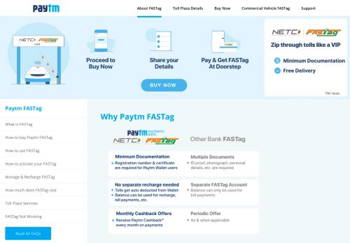 
                            12. Fastag Recharge Online - Buy Paytm Fastag & Get Cashback Offers