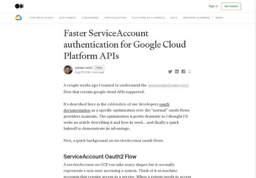 
                            7. Faster ServiceAccount authentication for Google Cloud Platform APIs